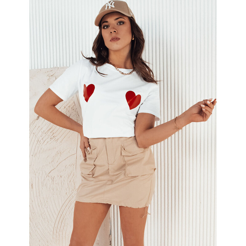 BASIC Biele dámske tričko so srdiečkami PALIS RY2432 49903894
