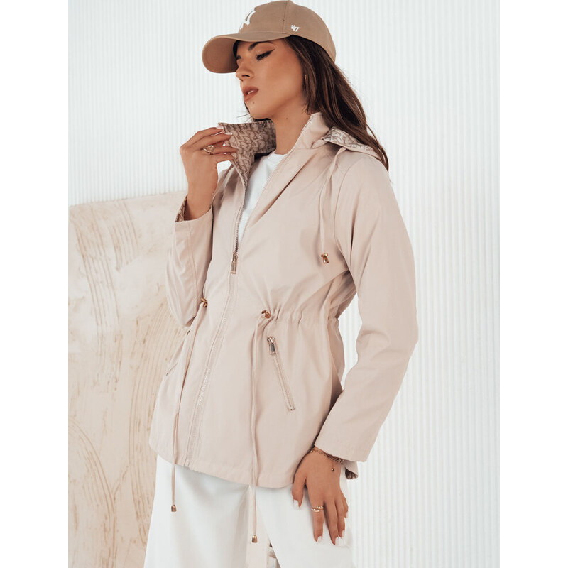 BASIC Béžovo-vzorovaná obojstranná parka BEGET TY4263 49950944