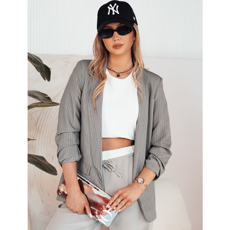 BASIC Sivé sako s jemnými pruhmi OPTON PY0095 49950958