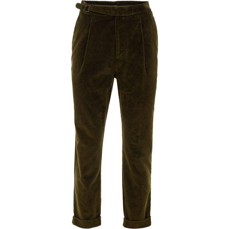 Antioch Plisované nohavice kaki / tmavozelená 62519087