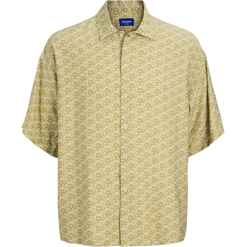 JACK & JONES Košeľa JORMarshall Islingston olivová / šedobiela 62519621
