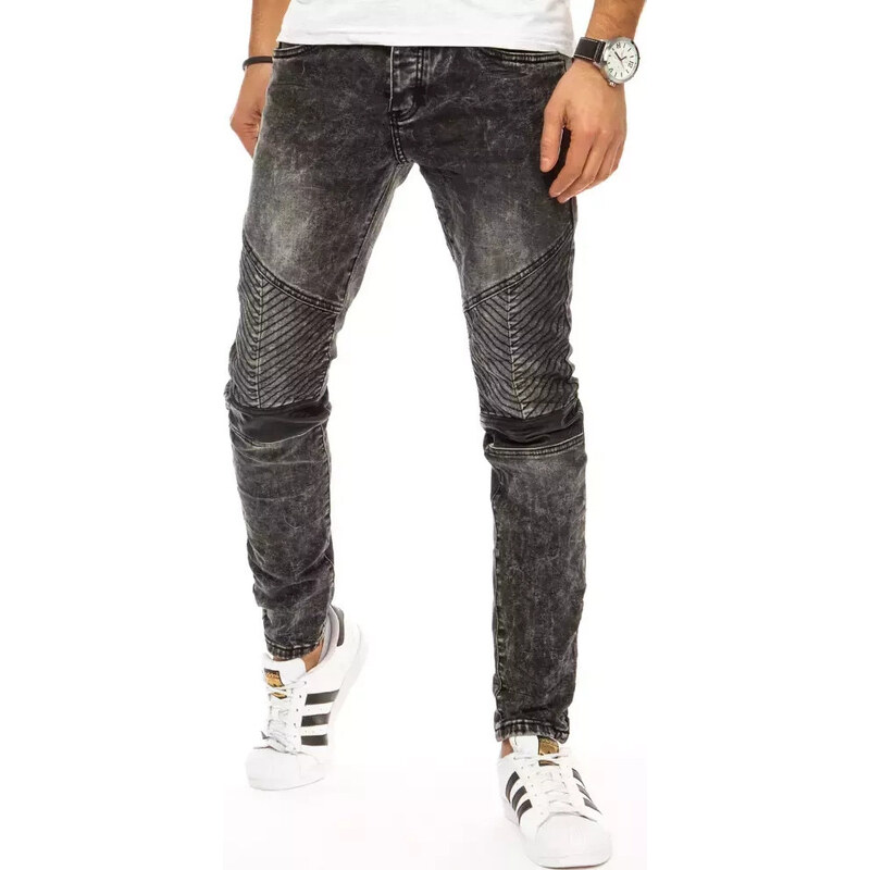 BASIC Čierne džínsy s prešívaním na kolenách UX2942 22205020