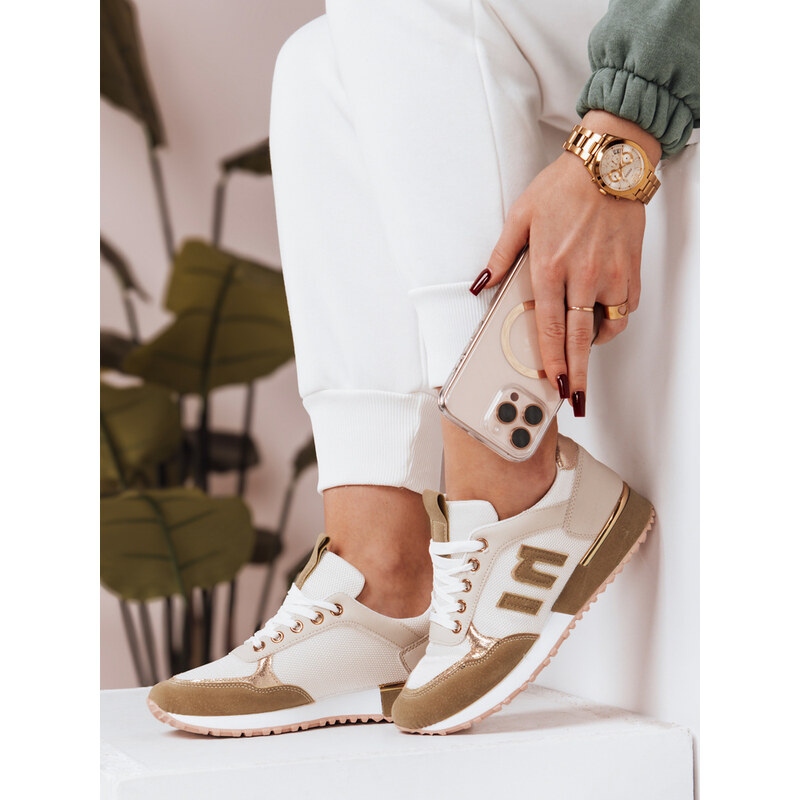 BASIC Bielo-béžové dámske štýlové tenisky ZY0037 23234496