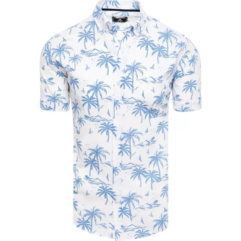 BASIC Smotanová košeľa s modrými palmami KX1036 42136723