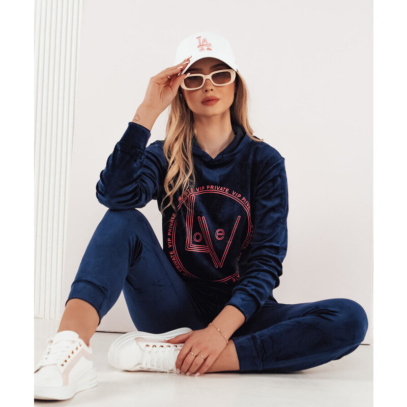 BASIC Tmavomodrá velúrová tepláková súprava VIP PRIVATE AY0867 45531792