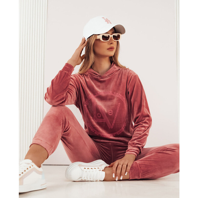 BASIC Ružová velúrová tepláková súprava VIP PRIVATE Dstreet AY0868 45531793