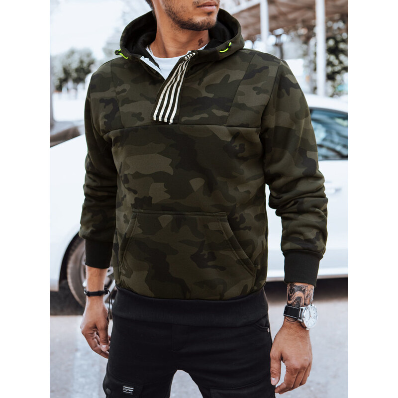 BASIC Zelená maskáčová pánska mikina s kapucňou BX5615 45531802