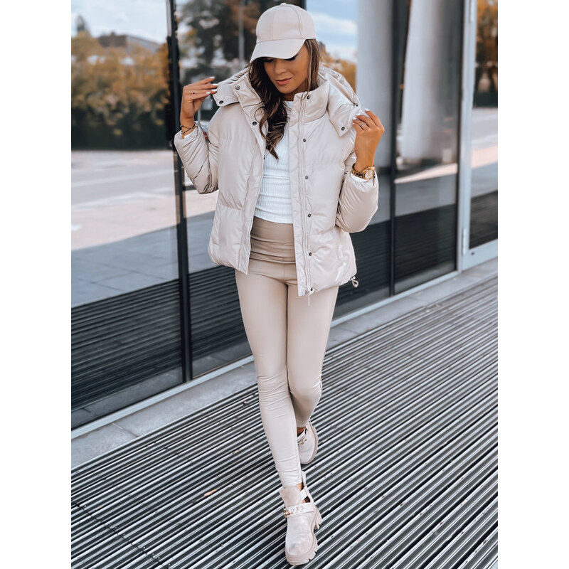 BASIC Béžová prešívaná bunda COLLAR TY3763 61331823