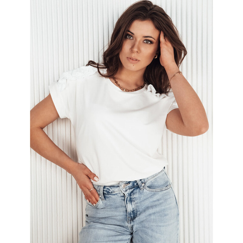 BASIC Smotanové boho tričko s čipkou na ramene EKOSTIA RY2345 49386138