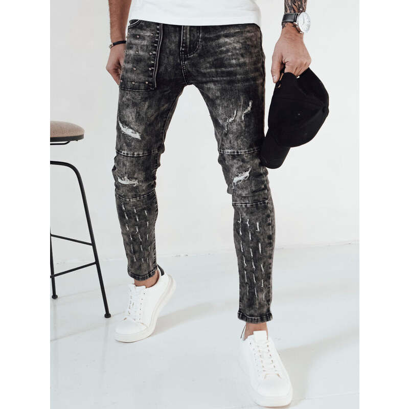 BASIC Čierne džínsové nohavice s odreninami UX4146 49417389