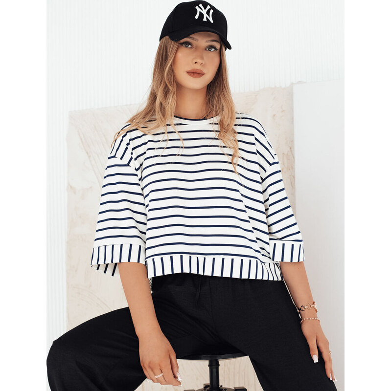 BASIC Bielo-čierne pruhované voľné tričko TAUSE RY2461 49925877