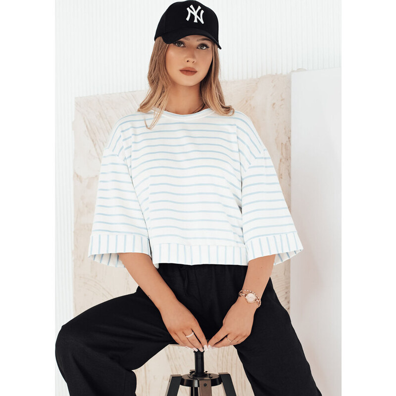 BASIC Bielo-modré pruhované voľné tričko TAUSE RY2462 49925878