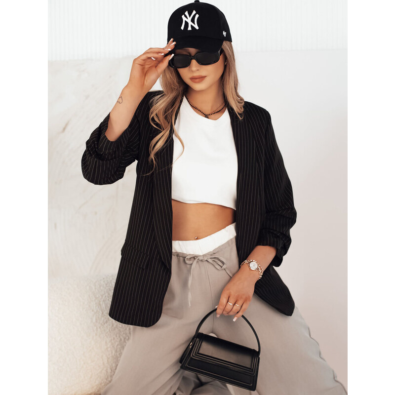 BASIC Čierne sako s jemnými pruhmi OPTON PY0096 49950960