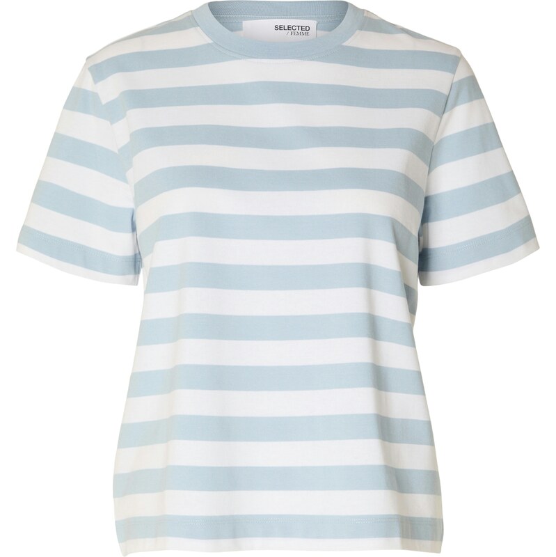 SELECTED Tričko SLFEssential svetlomodrá / biela 63146461