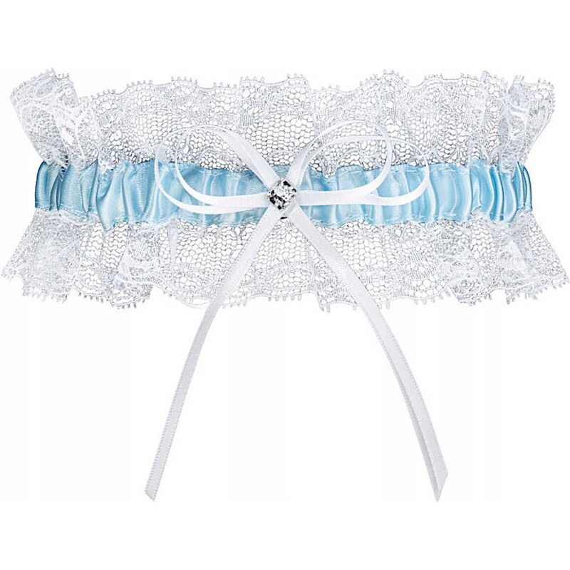 Svadobný podväzok bielo-modrý PRAGA PW-27 Julimex 67582793