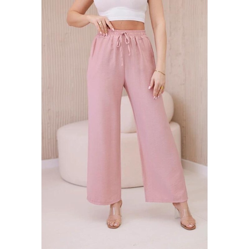 MladaModa Široké viskózové nohavice viazané v páse model 6695R 53389908