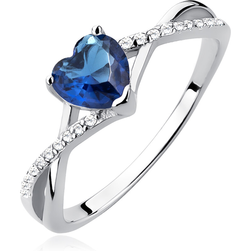 Olivie Strieborný prsteň MODRÉ SRDCE 3636 16605105