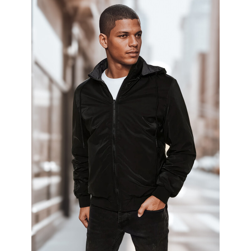 BASIC Čierna pánska obojstranná prechodná bunda s kapucňou TX4951 62537961