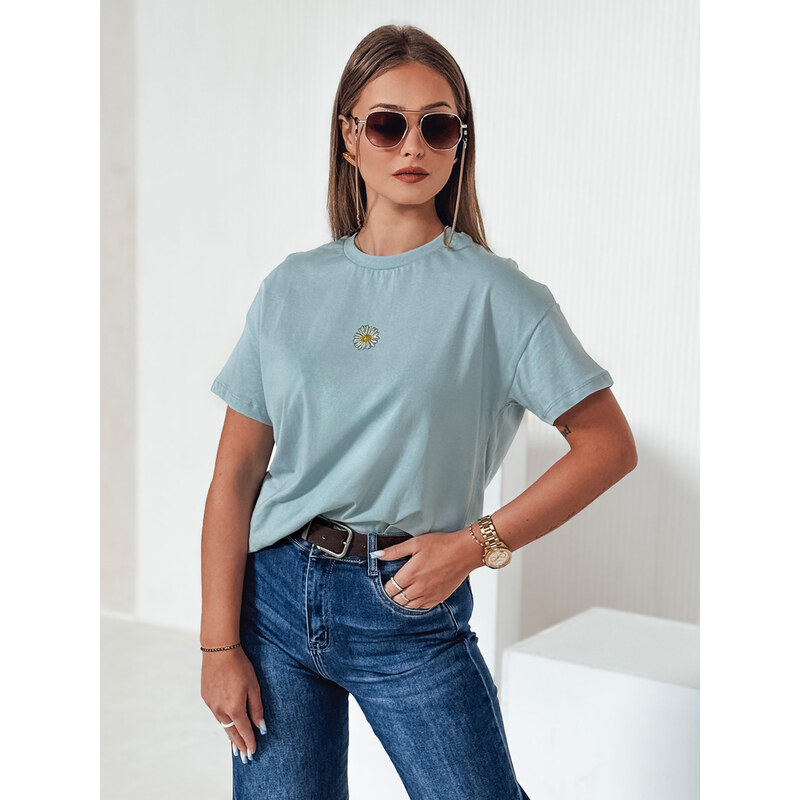 BASIC Svetlomodré dámske tričko s kvetinovou potlačou FLORTA RY2557 62537963