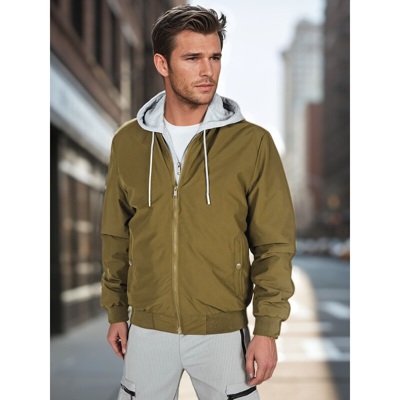 BASIC Khaki pánska bombera s mikinovou kapucňou TX5022 62537967