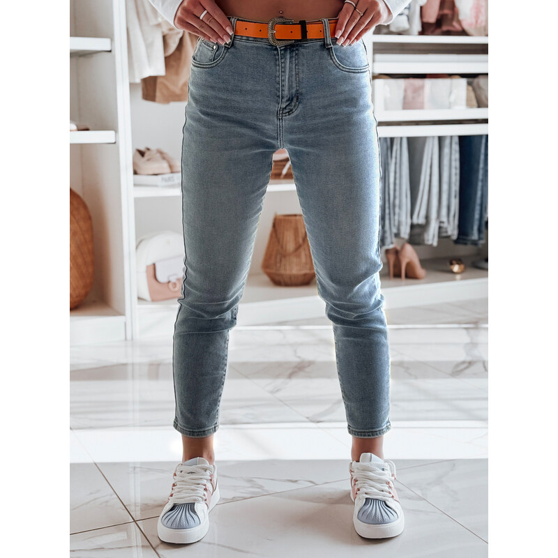 BASIC Modré dámske slim fit džínsy s vysokým pásom FITONIC UY2450 62537983