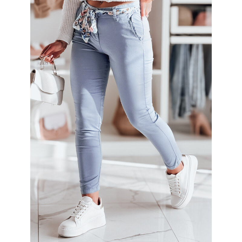 BASIC Dámske svetlomodré chino nohavice s pásikom ROSSALI UY2535 62537990