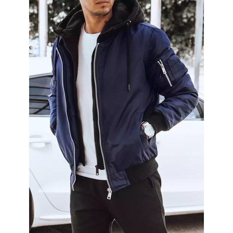 BASIC Tmavomodrý bomber s kapucňou TX4189 35429291