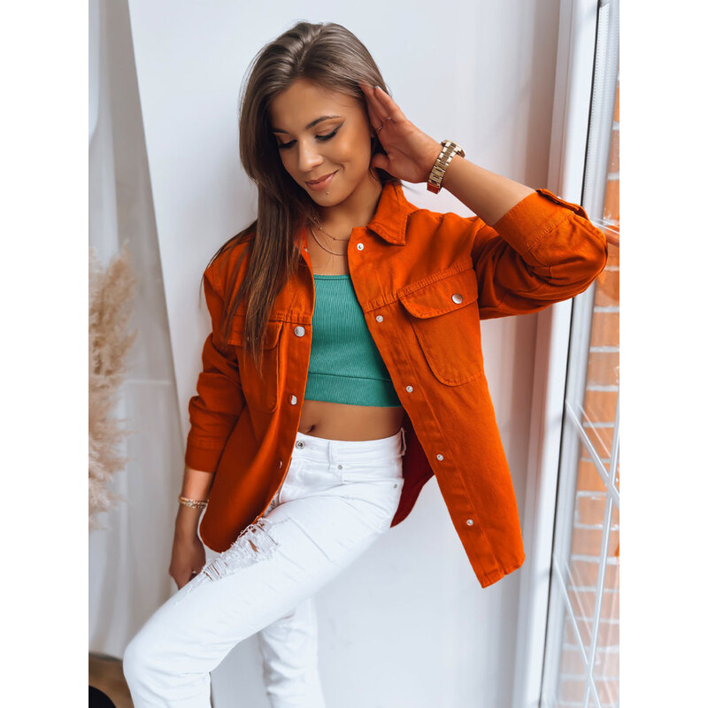 BASIC Oranžová dámska košeľová bunda ALEXANDRIA TY3602 41272365