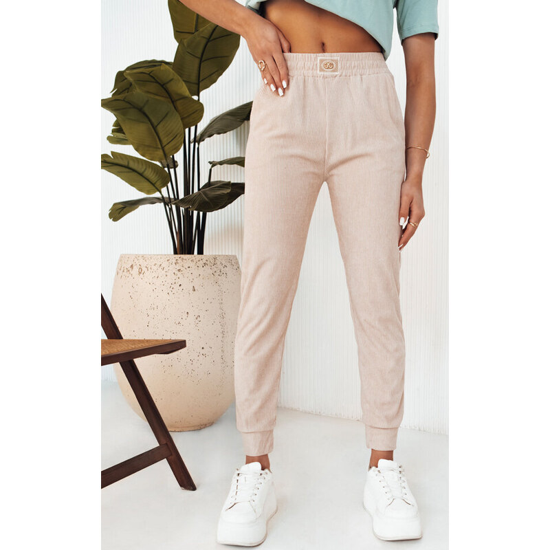 BASIC Svetlobéžové rebrované tepláky BRINAT UY2047 52670830