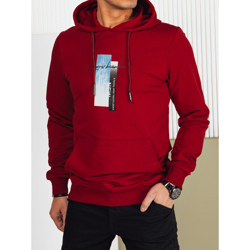 BASIC Vínová pánska mikina s potlačou BX5728 52670847