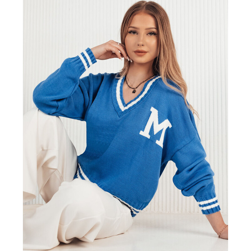 BASIC Modrý štýlový oversize sveter MIRAGE MY2221 52670876