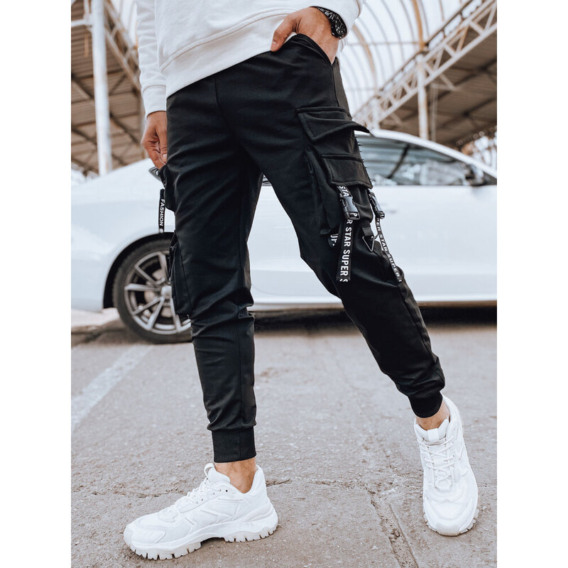 BASIC Čierne cargo tepláky s vreckami UX4214 52670793