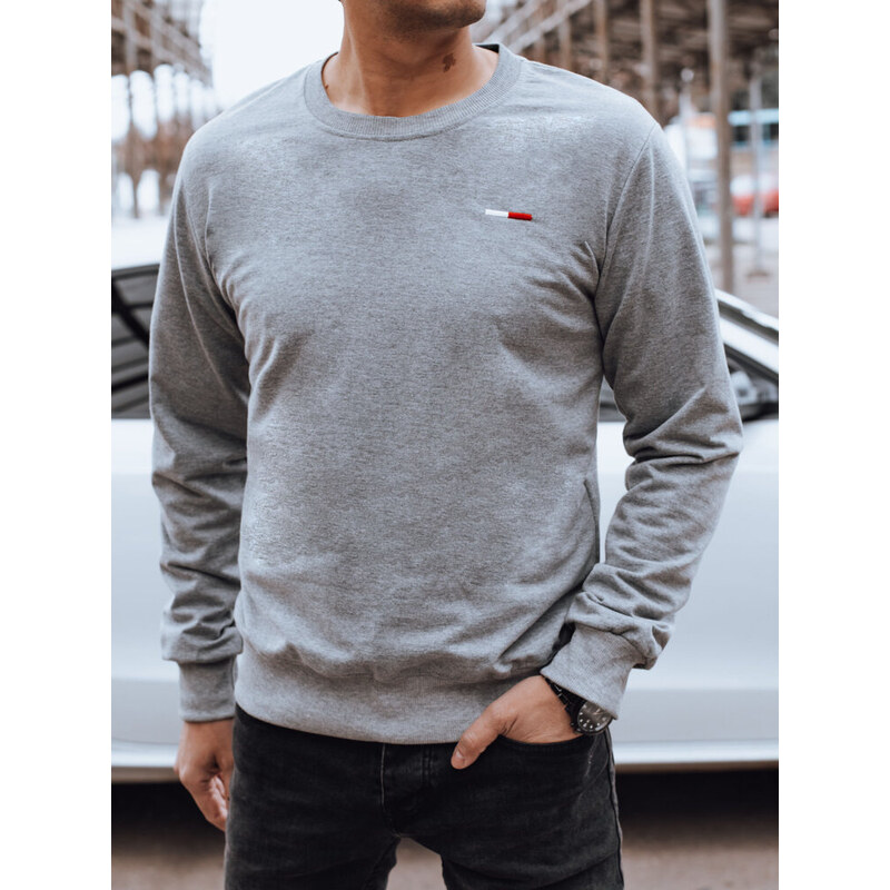 BASIC Svetlosivá mikina bez kapucne s drobnou potlačou BX5737 52671721