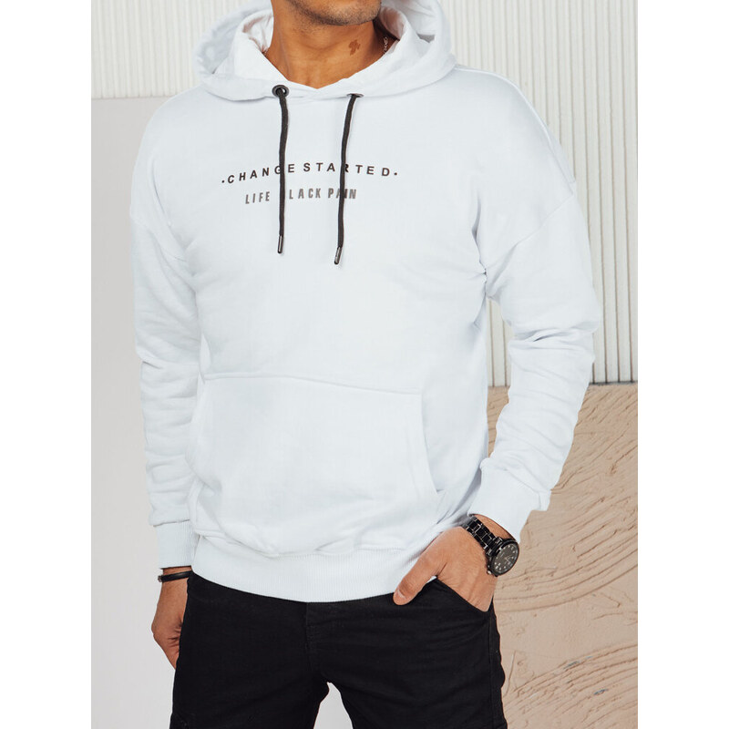 BASIC Biela pánska mikina s nápisom BX5721 61409545