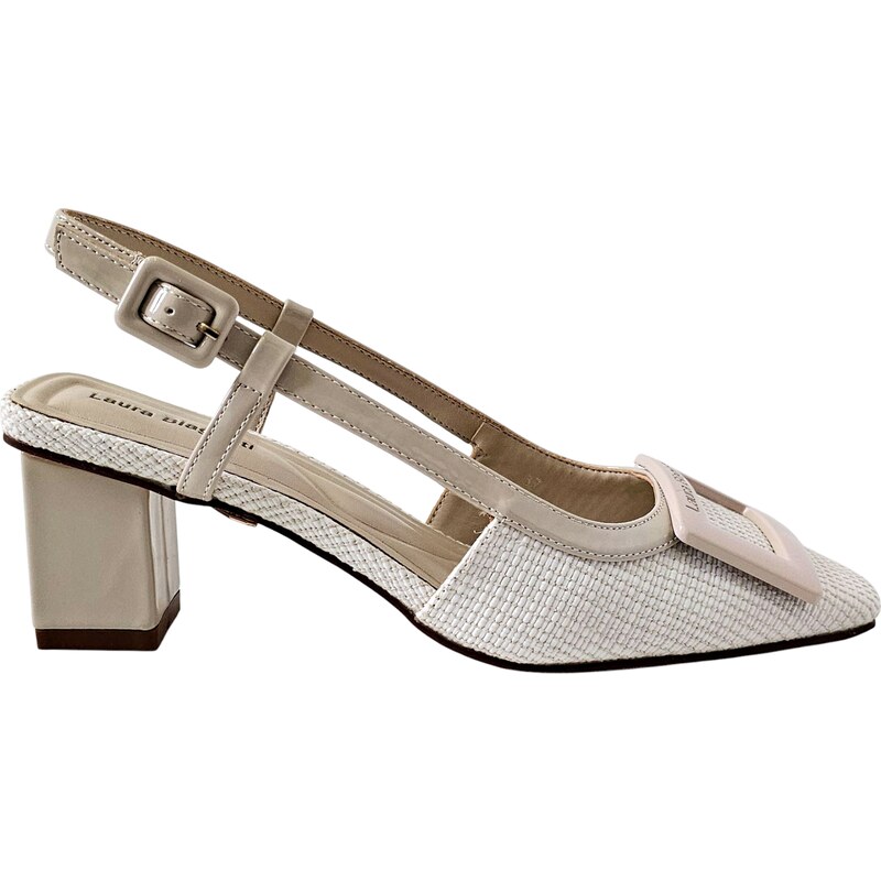 Dámske slingback lodičky Laura Biagiotti PB Raffia White 62550489