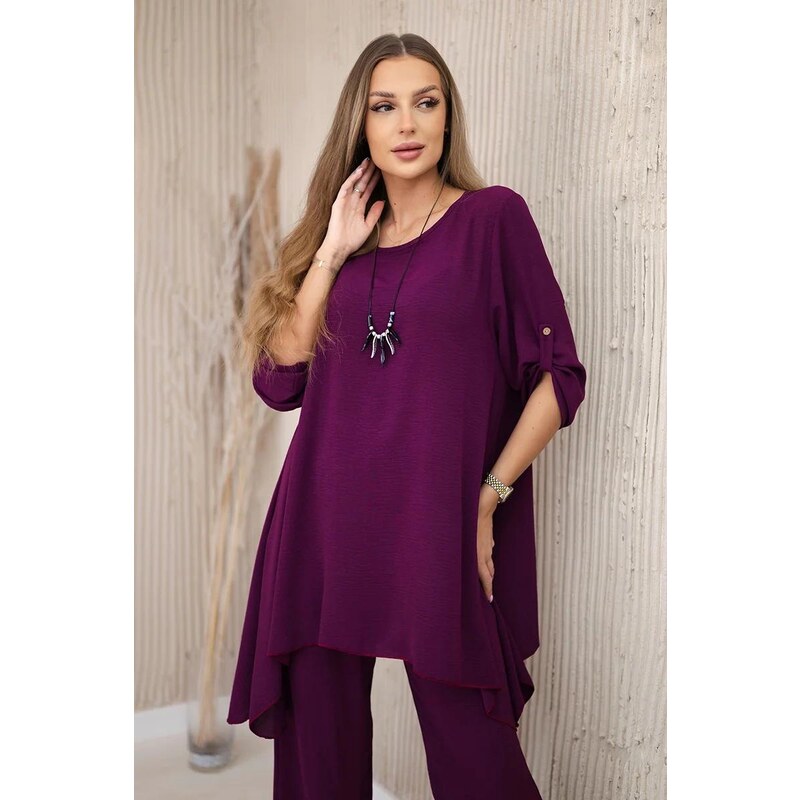 MladaModa 2-dielny komplet nohavíc a blúzky s príveskom model 1025A 62554672