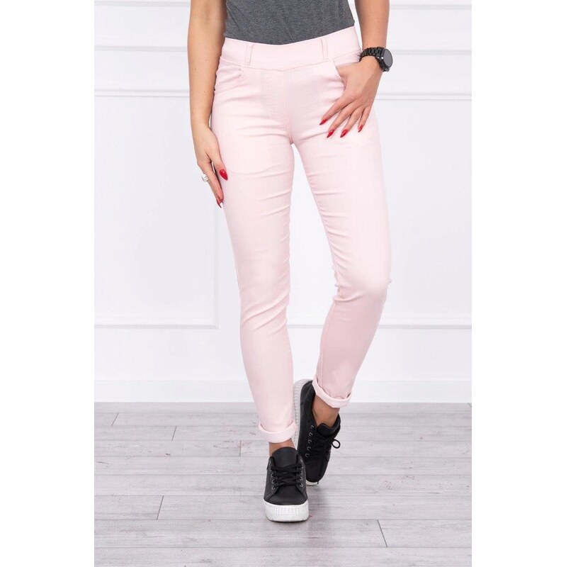 MladaModa Džínsové nohavice model 2628P pudrovo ružové 63034361
