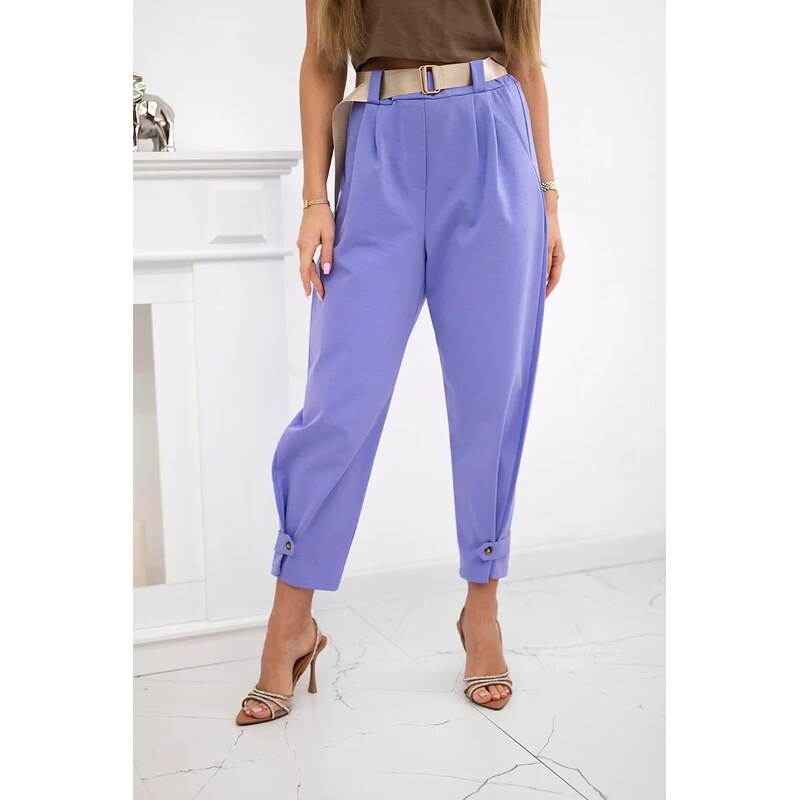 MladaModa Trojštvrťové nohavice so zapínaním dole model 7048-1 fialové 63034430