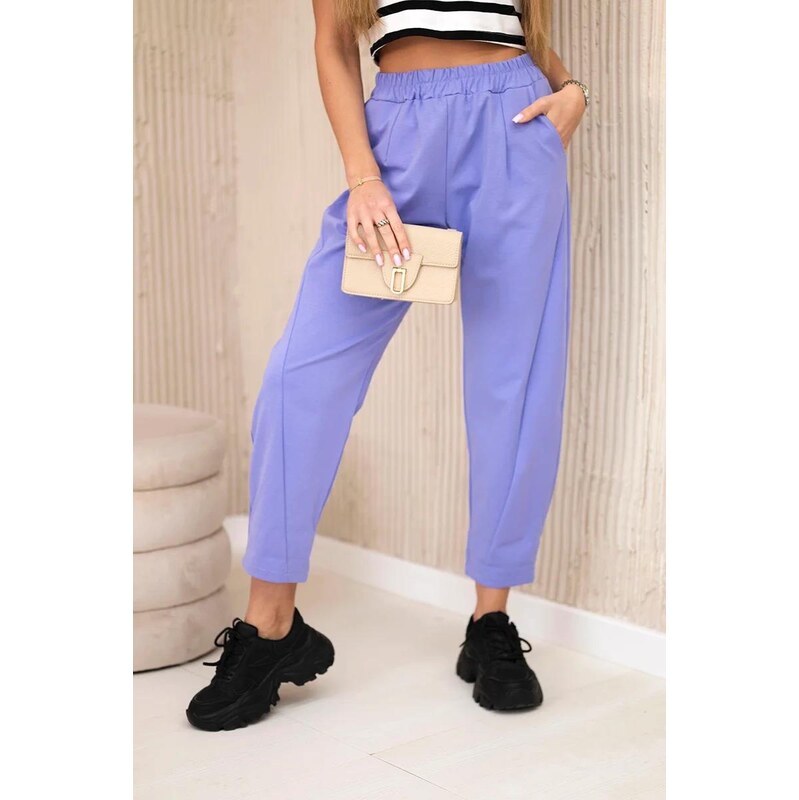 MladaModa Nohavice s vreckami model 6527-1 fialové 64102087