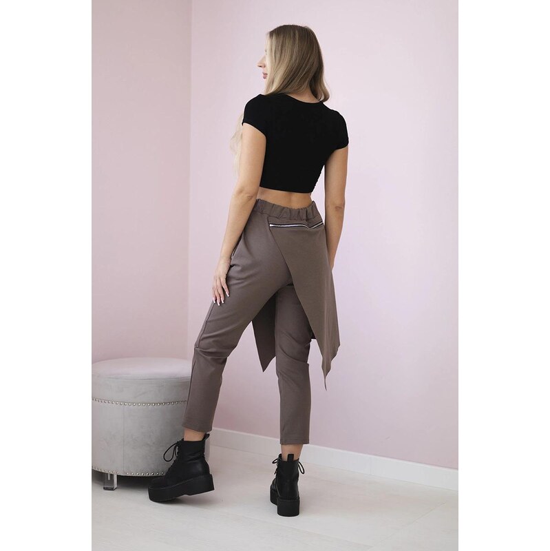 MladaModa Asymetrické trojštvrťové nohavice s ozdobným zipsom model 63034508