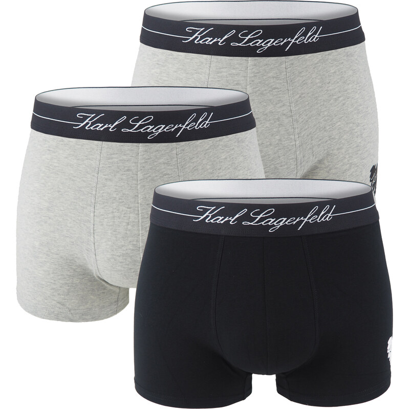 KARL LAGERFELD - boxerky 3PACK organic cotton KARL heart black & gray 62556973
