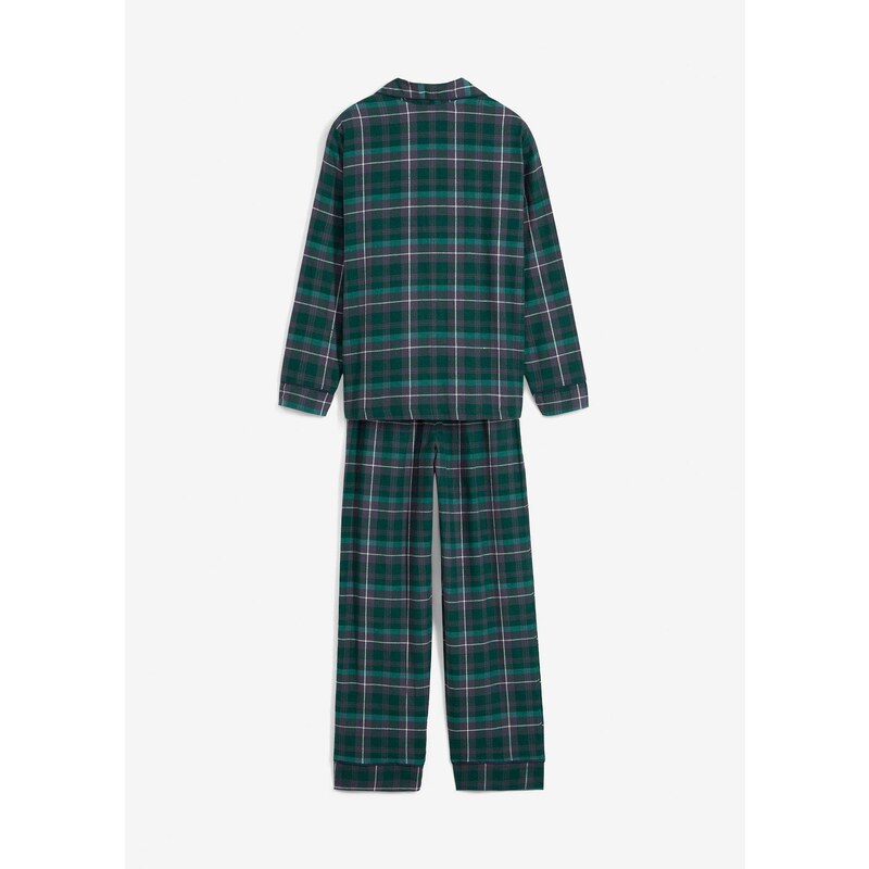 bonprix Detské tkané pyžamo z flanelu (2-dielna sada), farba zelená 59720350