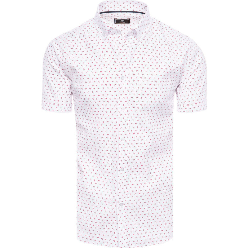 BASIC Biela pánska vzorovaná košeľa s krátkym rukávom KX1025 43298107