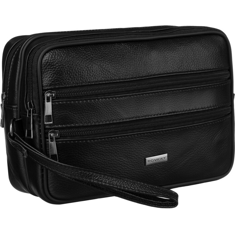 ROVICKY Pánska kožená kapsička v čiernej farbe s vonkajšími vreckami 62558234