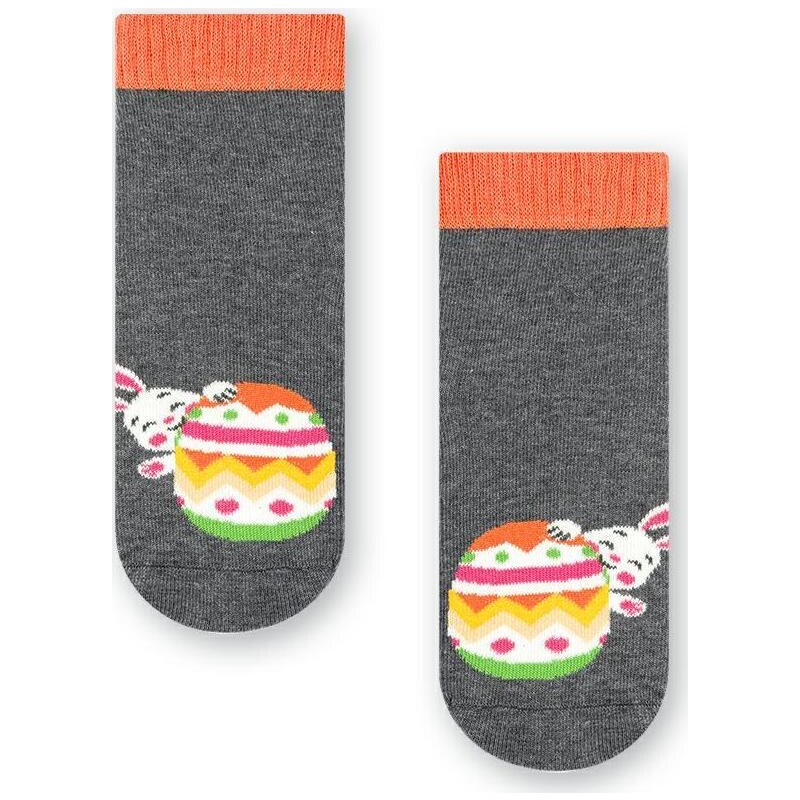 BASIC Tmavosivé detské veľkonočné ponožky Art.014 JL044, GRAY MELANGE 62558484