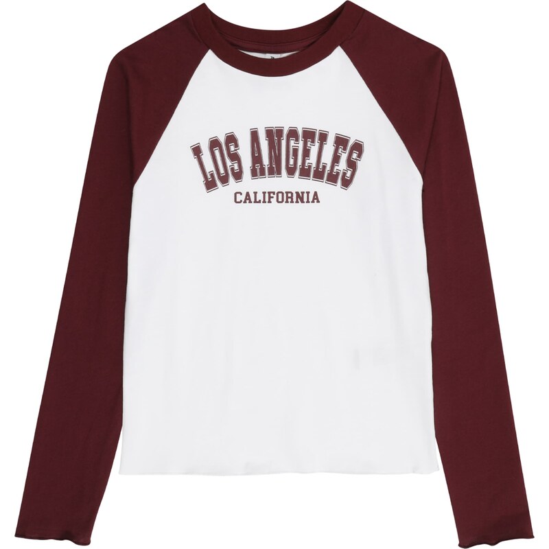 ABOUT YOU Tričko Dana bordová / biela 63213044