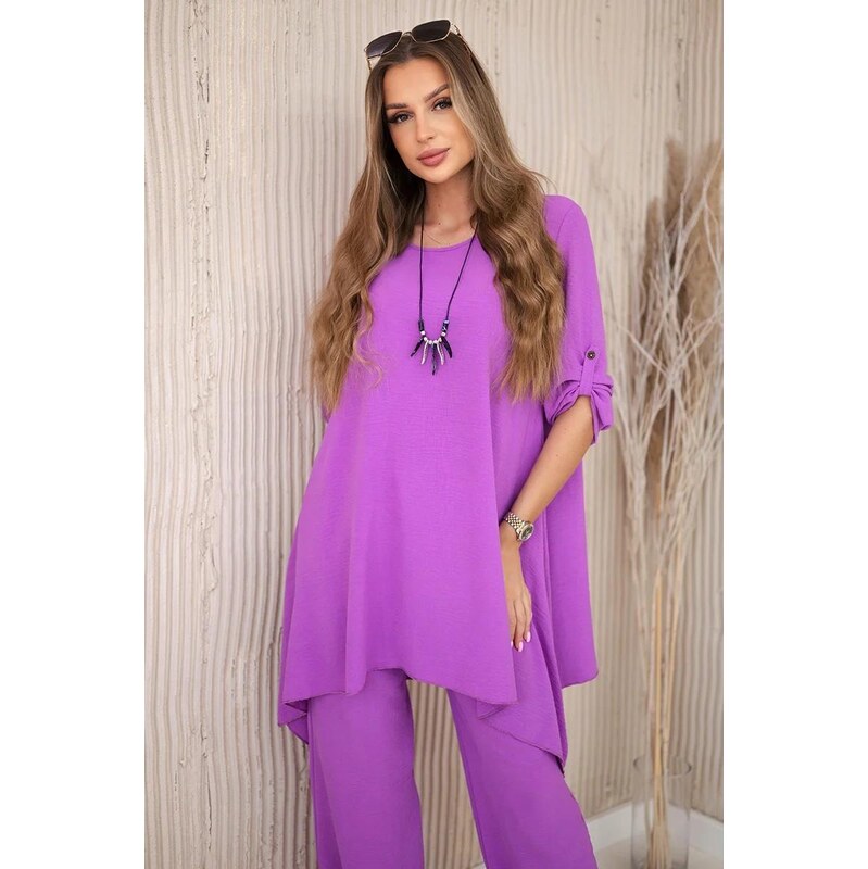 MladaModa 2-dielny komplet nohavíc a blúzky s príveskom model 1025A 62639795