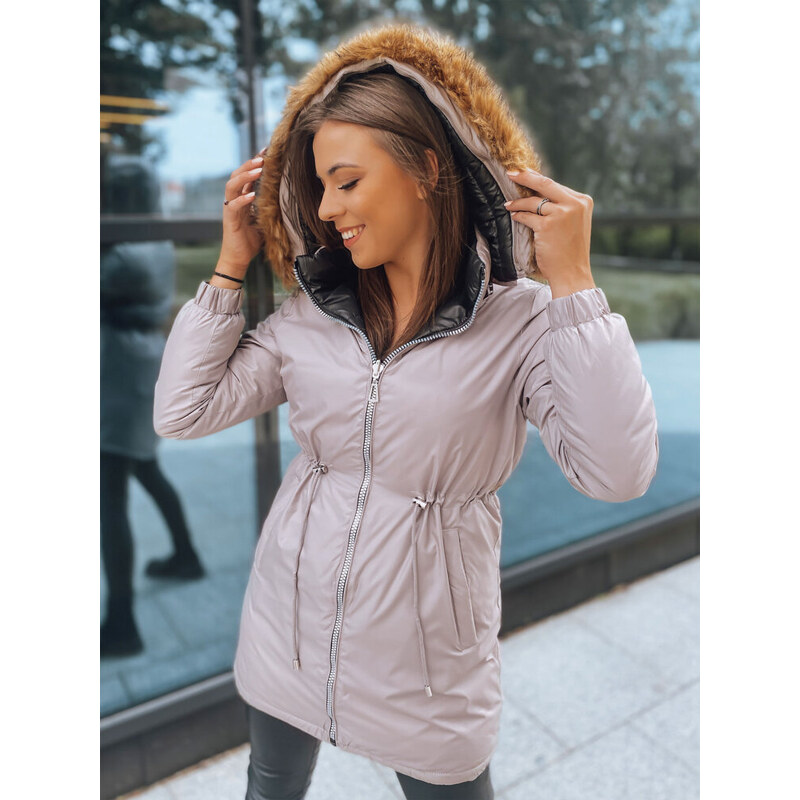 BASIC Béžovo-čierna obojstranná zimná bunda SANAH TY2887 35493624