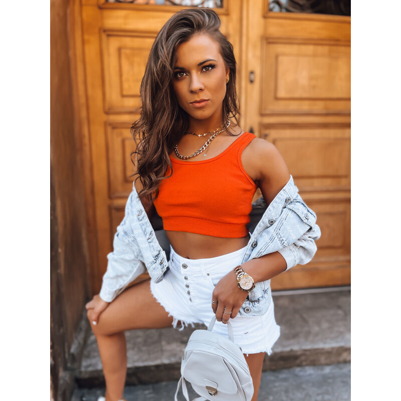 BASIC Oranžový rebrovaný crop top MY DARLING RY2176z 44454233
