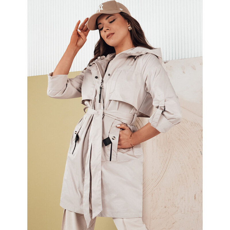 BASIC Svetlo béžová štýlová parka s opaskom NOLES TY4279 50271837